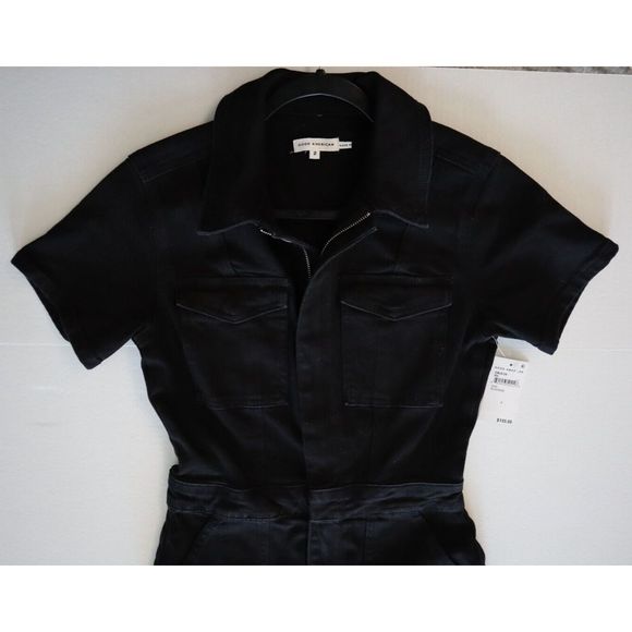 Good American GMJS126 Women's Sz 2 (M) Black Fit For Success Denim Jumpsuit - Picture 7 of 13